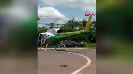 Görülmemiş kaza... İniş yapan helikoptere kamyon çarptı