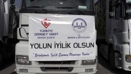 Mersin'den İdlib'e 17 tır insani yardım malzemesi