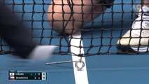 Osaka breaks net with powerful serve