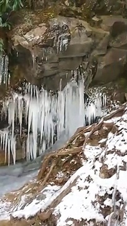 Une cascade entièrement prise dans les glaces : magnifique