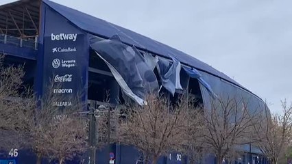 El estadio del Levante sufre los efectos de la borrasca Gloria