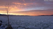 Sunset Time-lapse Over Frozen Utah Lake