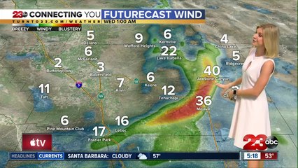 Winds increase Tuesday afternoon in the Kern County mountains and desert