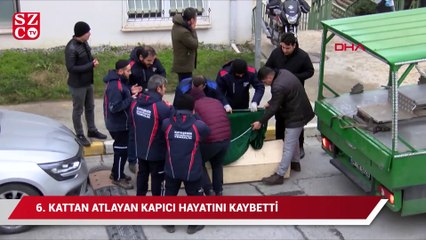 Altıncı kattan atlayan kapıcı feci şekilde can verdi