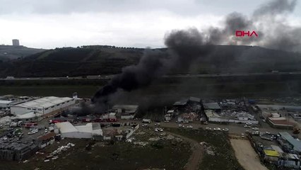 Bursa'da osmangazi ilçesinde katı atık deposunda yangın tüm görüntüler-drone