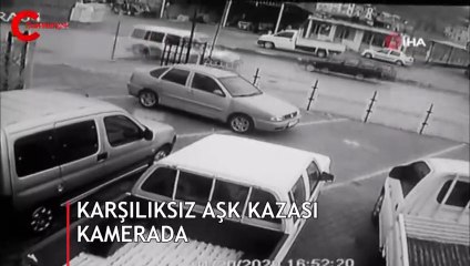 Karşılıksız aşk kazası güvenlik kamerasında