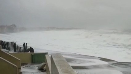 Big waves batter the French coast