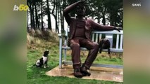 Hilarious Video Shows A Dog Barking at A Giant Statue Wanting it To Throw Its Ball