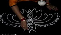 beautiful lotus kolam designs with out dots - freehand lotus rangoli designs - muggulu designs