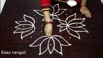 beautiful lotus rangoli designs with colors   simple kolam designs with 9 dots   easy muggulu