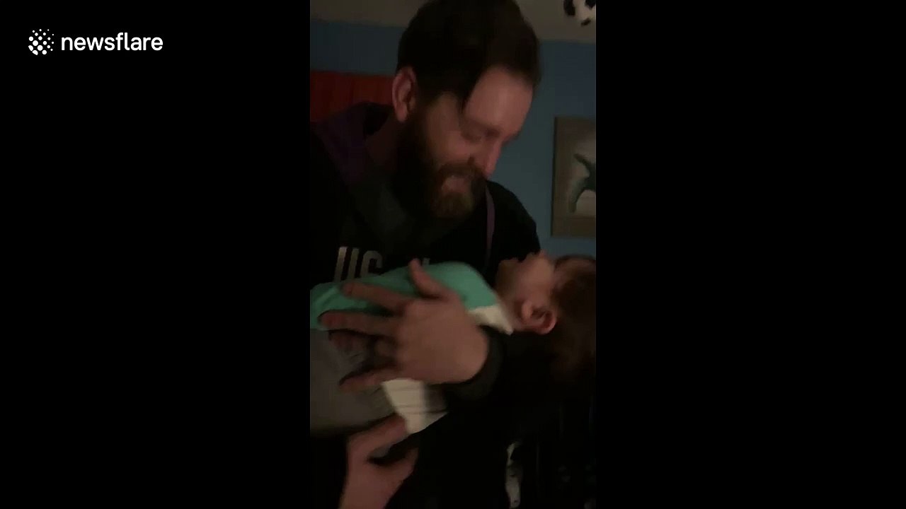 There's nothing quite like a father and son bond! 14-month-old can't stop cracking up at US dad's fake cough