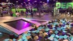 Little boy wants to do a BIG jump at a trampoline park but ends up with big fail