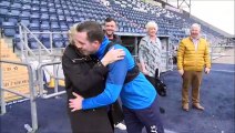 Falkirk Bairn Margaret Mackie visits Falkirk Stadium to perform her hit charity single. Margaret certainly does it her way.