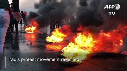 Blocked roads and burning tires as Iraq protests resume