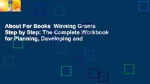 About For Books  Winning Grants Step by Step: The Complete Workbook for Planning, Developing and