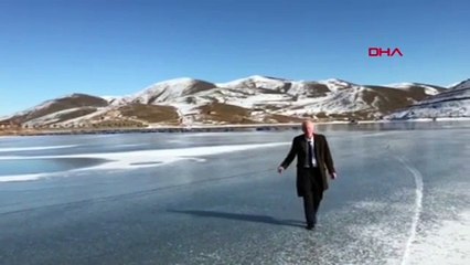 Gökçedere Gölü buz tuttu