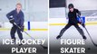 Figure Skaters Try to Keep Up With Hockey Players