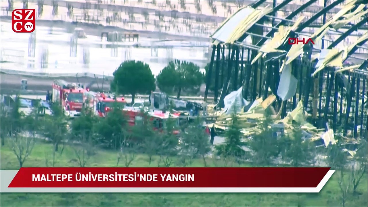 Maltepe Üniversitesi kapalı spor salonu çatısında yangın