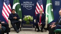 Donald Trump talks with Pakistani Prime Minister Imran Khan at World Economic Forum in Davos