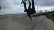 Skateboarder Slides Up Wall and Does Backflip
