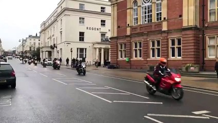 Motorcyclists come through Leamington for Romeo's funeral