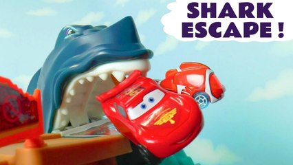 Hot Wheels Shark Escape with Disney Pixar Cars 3 Lightning McQueen vs Frozen 2 Queen Elsa and DC Comics Superheroes Batman in this Family Friendly Full Episode English