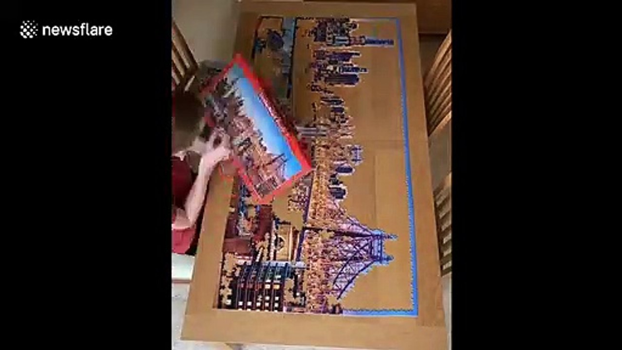 Time-lapse shows 56-hour operation behind UK student's 4,000 piece jigsaw puzzle