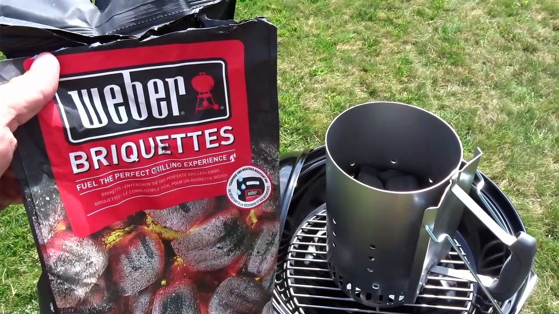 Weber Compact Kettle 47 + cheminée d'allumage et Briquettes. 1ère  utilisation - Vidéo Dailymotion