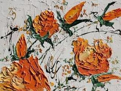 Roses abricots réf 2030 Adaoust Toile cotée