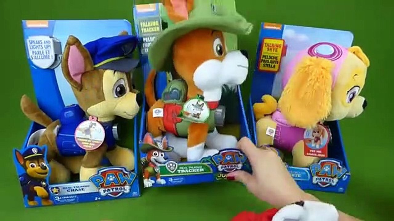 Paw Patrol Toys Deluxe Lights and Sounds Chase Talking Tracker Skye Plush  Zuma Marshall Rubble Toys - video dailymotion