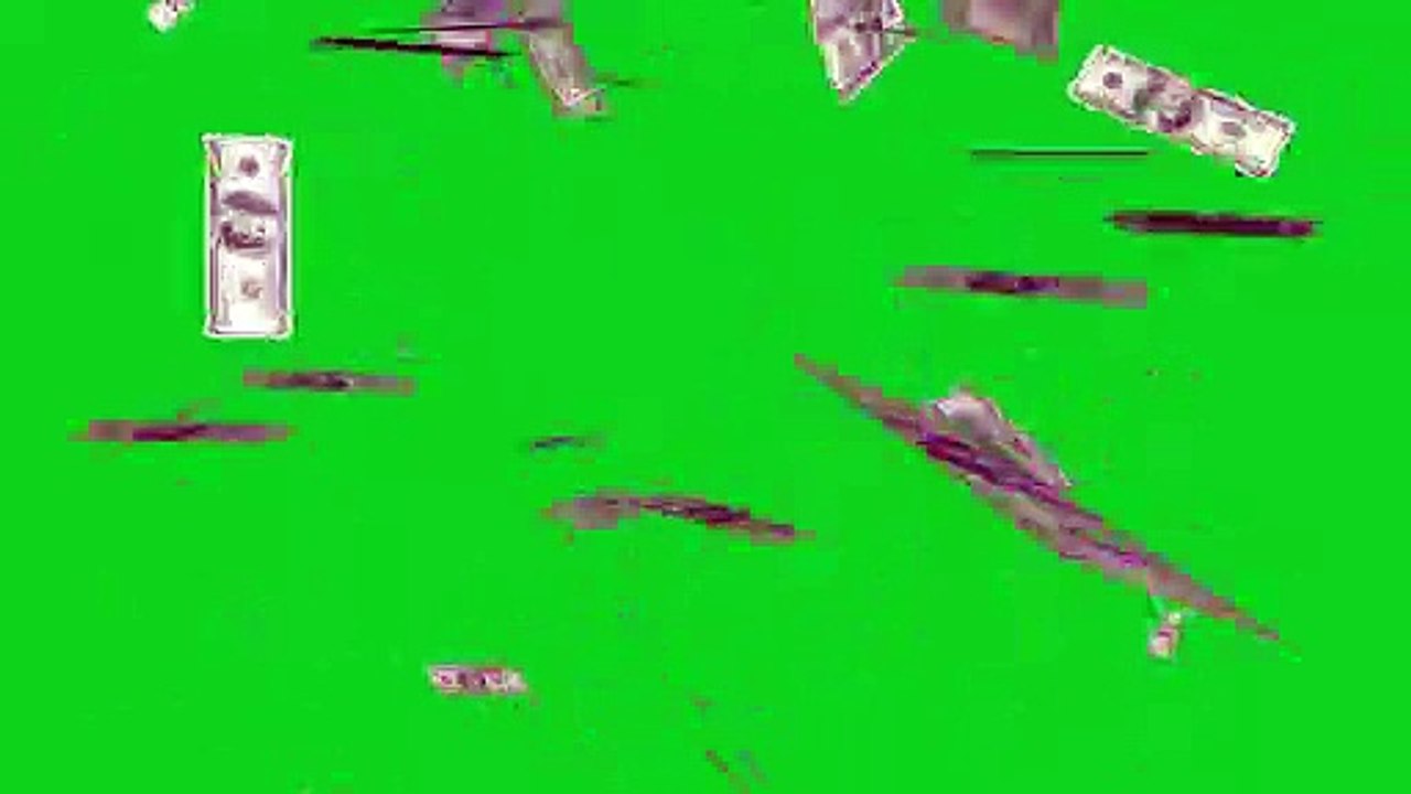 money falling in green screen