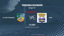 Previa partido entre UD San Fernando y Vera Jornada 22 Tercera División