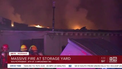 Large fire breaks out at storage yard in Phoenix