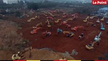 Les images du chantier de l'hôpital antivirus  de Wuhan qui doit être construit en 10 jours
