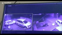 CCTV footage captures driver being thrown through window after car flips over TWICE in northern India
