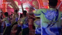 Liong, The Dragon Dance, is performed during the Chinese New Year in the See Hin KIiong Temple, the most beautiful temple in West Sumatra Province
