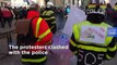 French firefighters scuffle with police during protest over working conditions