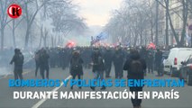Bomberos y policías se enfrentan durante manifestación en París