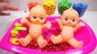 Learn colors Twin Baby Doll Bath Time Eat Colors MandMs Chocolate Nursery Rhymes Kid songs