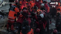 Turkish rescue teams work to save earthquake survivors