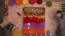 First Try at Acrylic Swipe with Silicone Cells -  Chameleon Cells  - Easy Abstract Painting
