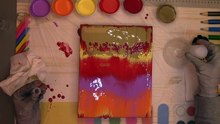 First Try at Acrylic Swipe with Silicone Cells -  Chameleon Cells  - Easy Abstract Painting