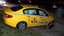 TEM Bağlantı yolunda otomobil önce ticari taksiye çarptı ardından takla attı