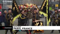 شاهد: إحتفالات برقصات التنين والأسد في باريس إحتفالا بالسنة الصينية الجديدة