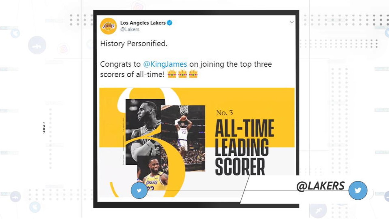 LeBron moves up to third in NBA all-time scorin...