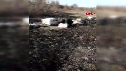 Çanakkale çan'da otluk yangınında 30 arı kovanı yandı