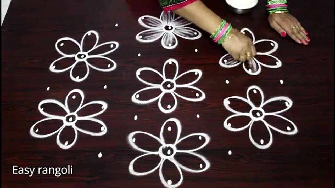 beautiful rangoli designs with 9 dots - latest kolam designs with dots - chukkala muggulu designs