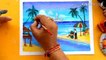 How to draw sea beach landscape painting oil pastels colour
