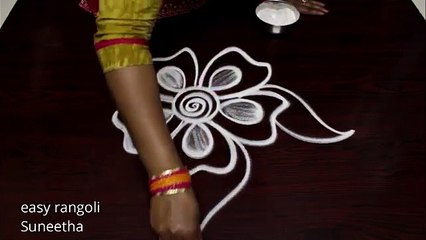 Beautiful rangoli designs    Simple muggulu by suneetha    Free hand flower kolam