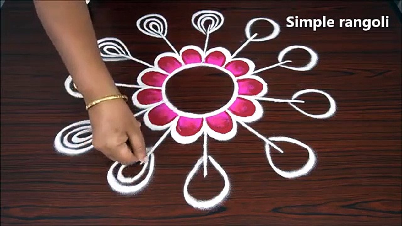 Beautiful rangoli designs with colours   simple freehand kolam   muggulu without dots